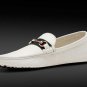 BRANDED MENS WHITE LEATHER DRIVER HORSEBIT LOAFERS