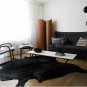 Zapprix (TM) Genuine Cowhide Skin Leather Black Area Rug