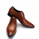 ZAPPRIX Mens Italian Tan Brown Leather Oxford Shoes With Lace Up
