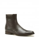Zapprix Mens Brown Zip Booties Leather Ankle Toe Boots