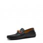 Zapprix Mens Driver Horsebit Bamboo Black Loafer Shoes