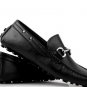 ZAPPRIX MENS BLACK LEATHER DRIVER LOAFERS HORSEBIT PEBBLE SHOES