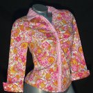 Wet Seal Stretch Shirt Top Mod Paisley Cuffed French Cuff Cuffs 3/4 Length Sleeves