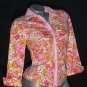 Wet Seal Stretch Shirt Top Mod Paisley Cuffed French Cuff Cuffs 3/4 Length Sleeves