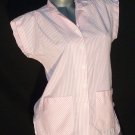 Vintage 70's Indie Emo Seersucker Stripe Top Shirt Pink White