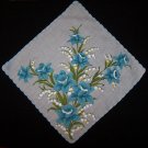 Vintage Blue Floral Handkerchief Hanky Hankie