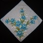 Vintage Blue Floral Handkerchief Hanky Hankie