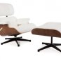 Eames Style Lounge Chair and Ottoman White