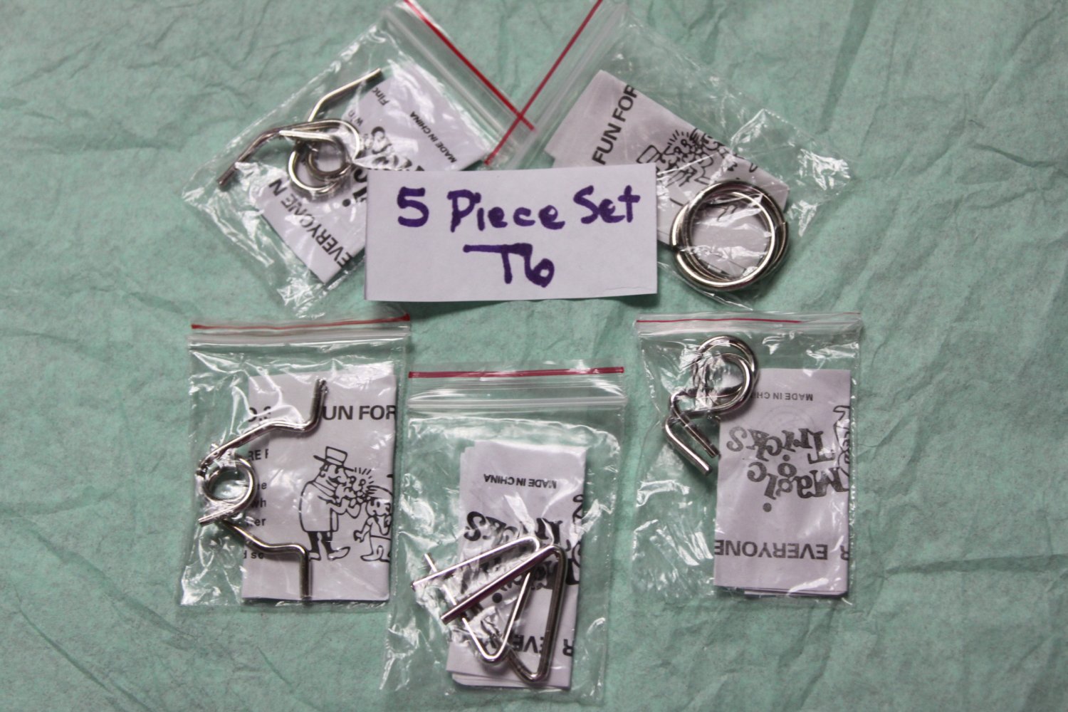 Metal Wire Puzzles 5 Piece Set, Group T6