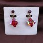 Red AB Dangle Vintage Clip Earrings
