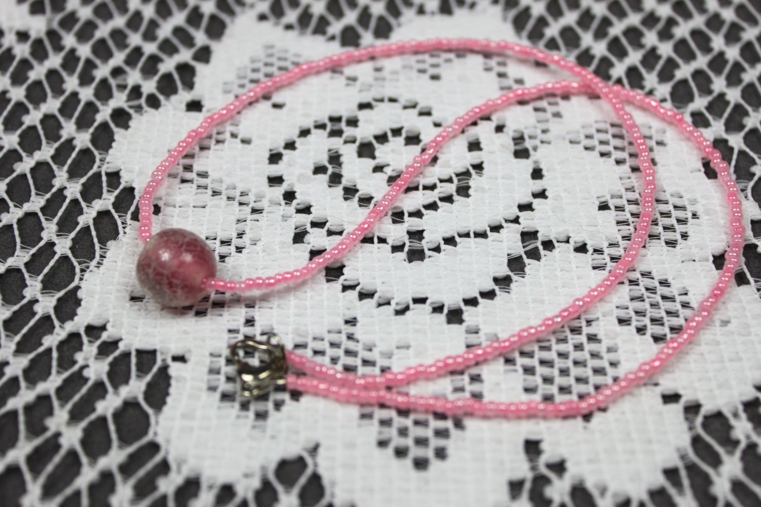 Handmade Pink Floating Bead Necklace