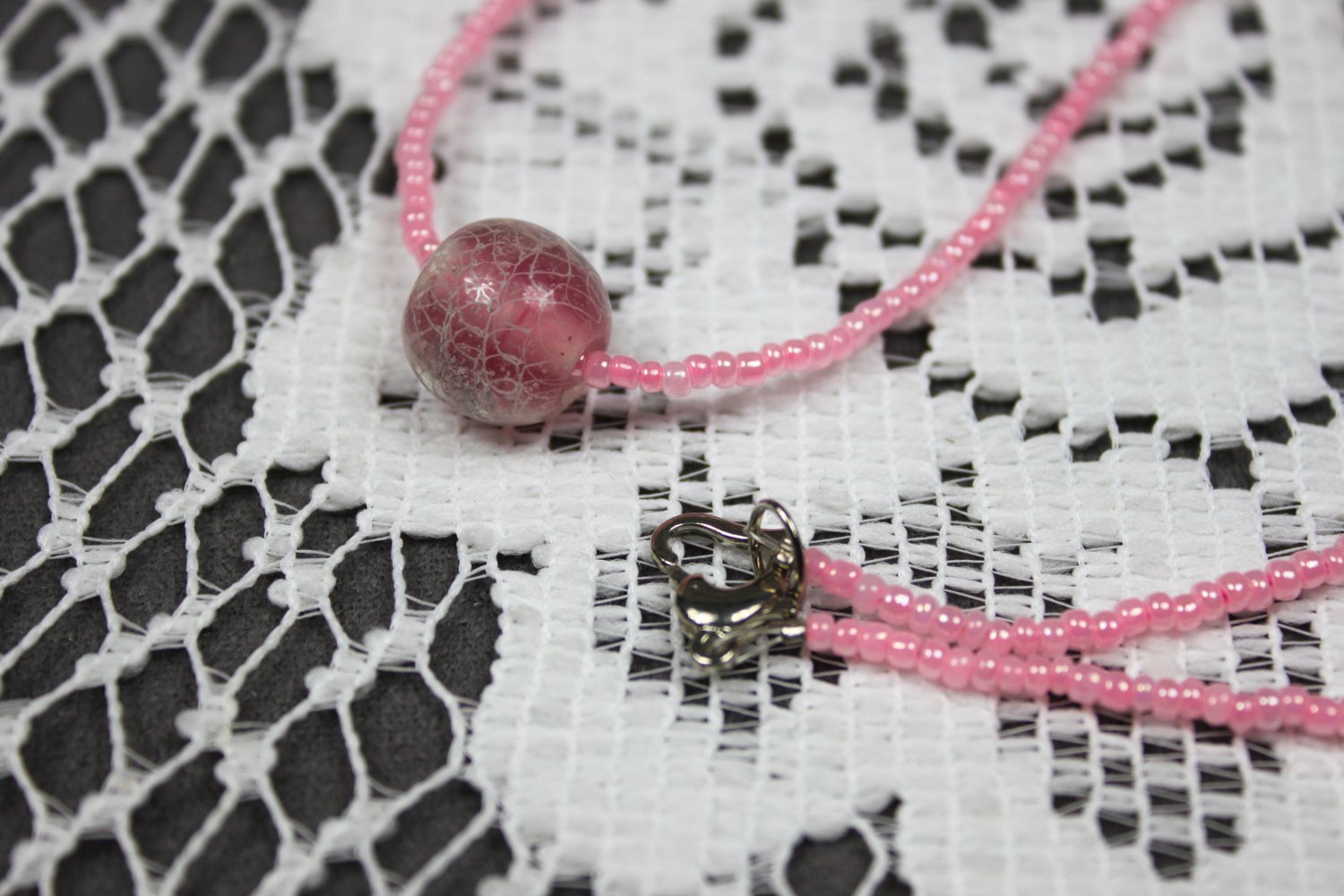 Handmade Pink Floating Bead Necklace
