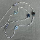 Handmade Long Chain Necklace with Blue