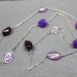 Handmade Long Chain Necklace with Purple Beads