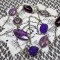 Handmade Long Chain Necklace with Purple Beads