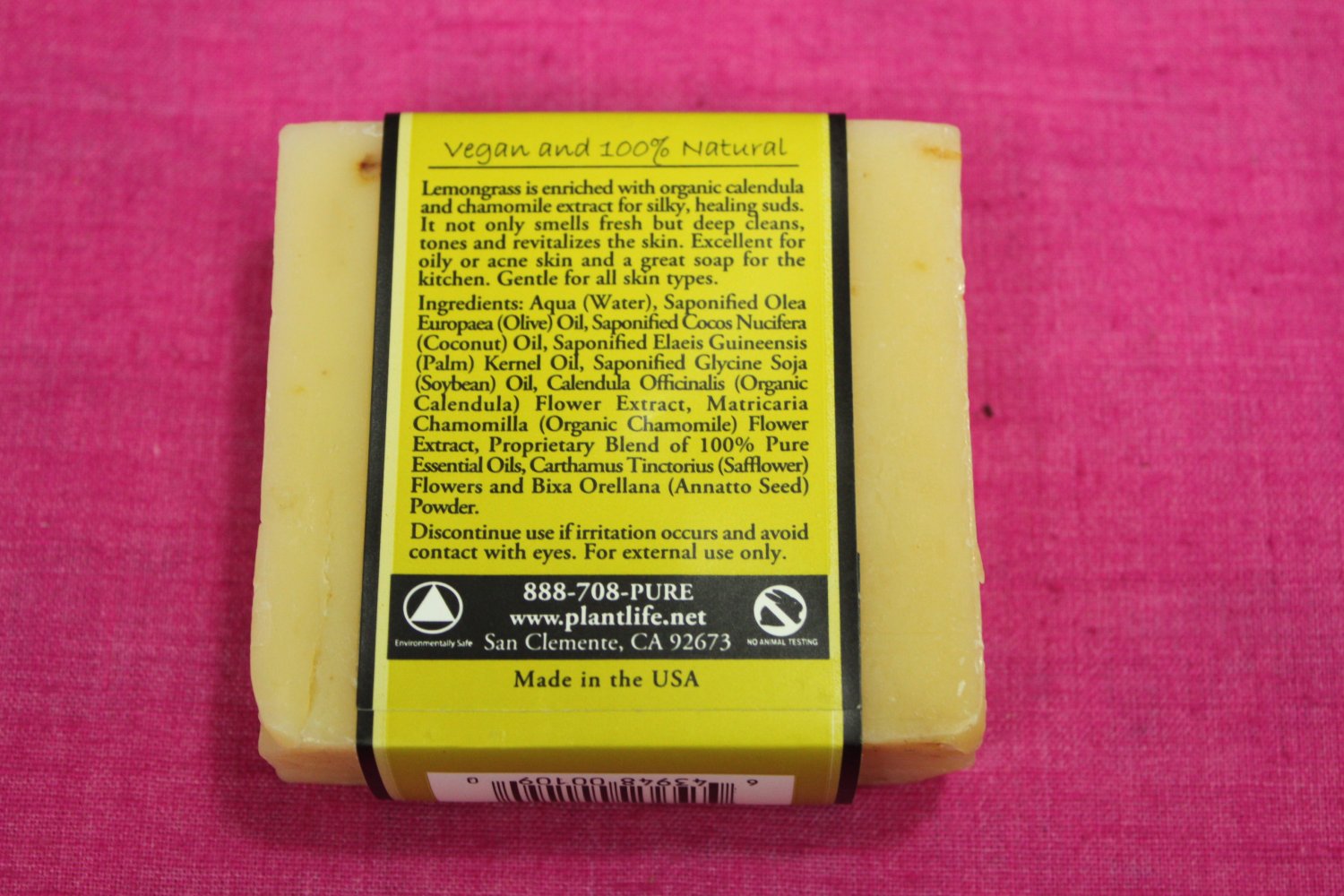 Plantlife Lemongrass Aromatherapy Herbal Soap 4oz for People and