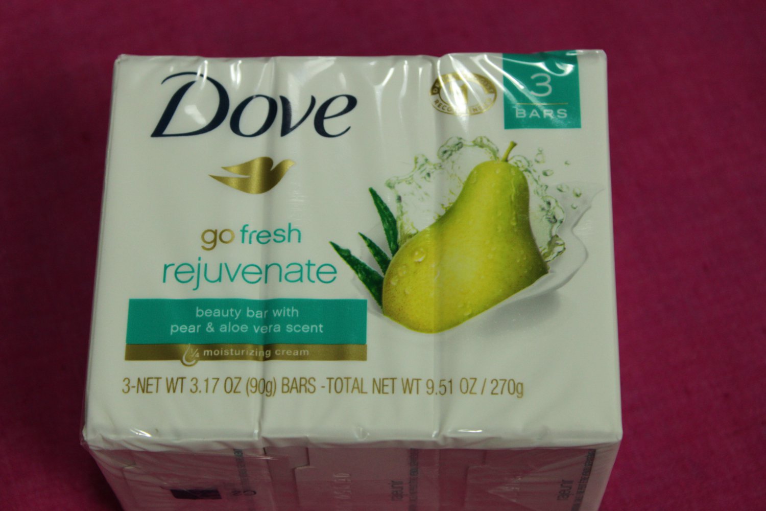Dove Go Fresh Rejuvenate Pear and Aloe Vera Beauty Soap Bars, 3 Count 3