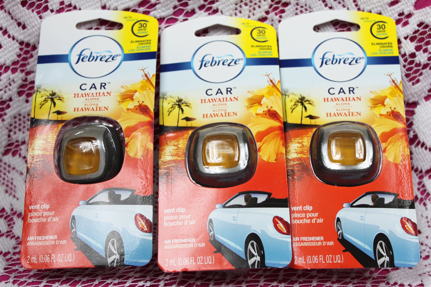Febreze Car Vent Clips Hawaiian Aloha Scent