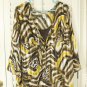 Ladies Animal Print Top Size XL Yellow Brown White