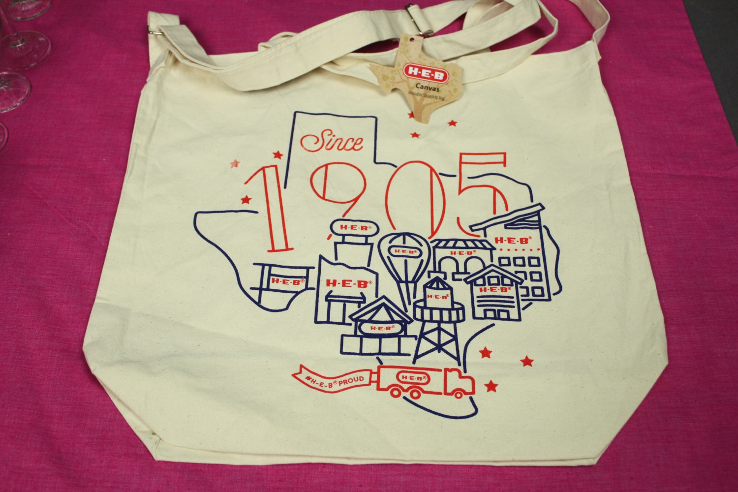 Canvas Shopping Bag Adjustable Strap Reusable Machine Washable