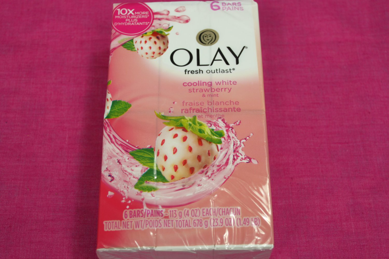 Olay Fresh Outlast Cooling White Strawberry and Mint Bar Soap Pack of 6