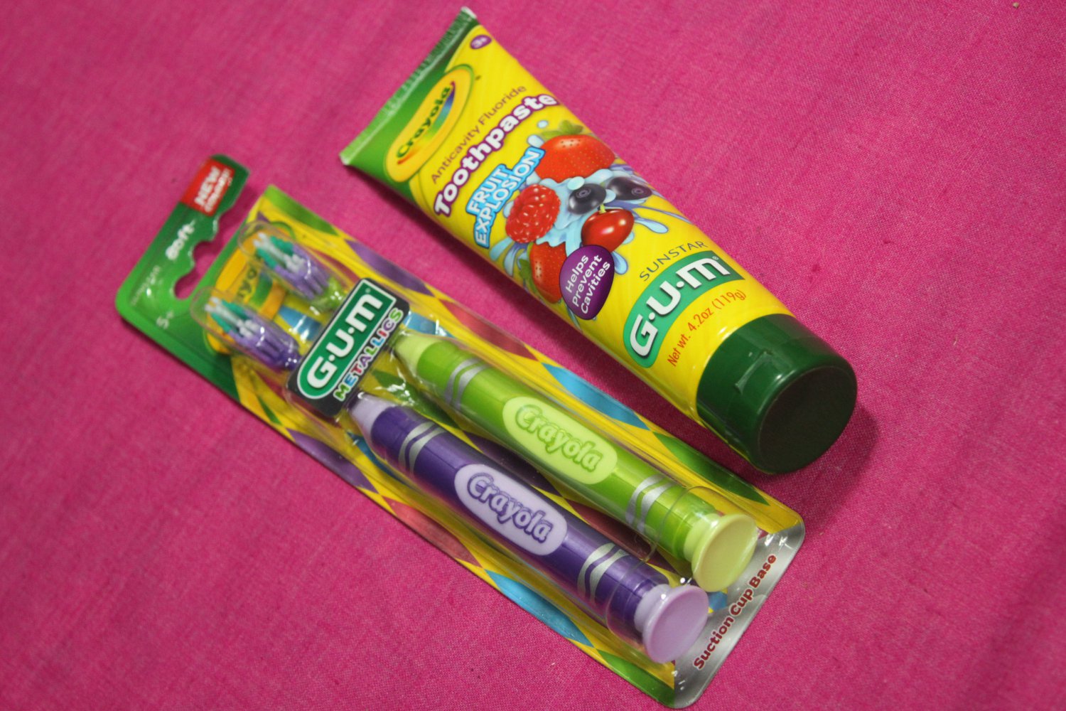GUM Children's Crayon Toothbrushes and Toothpaste