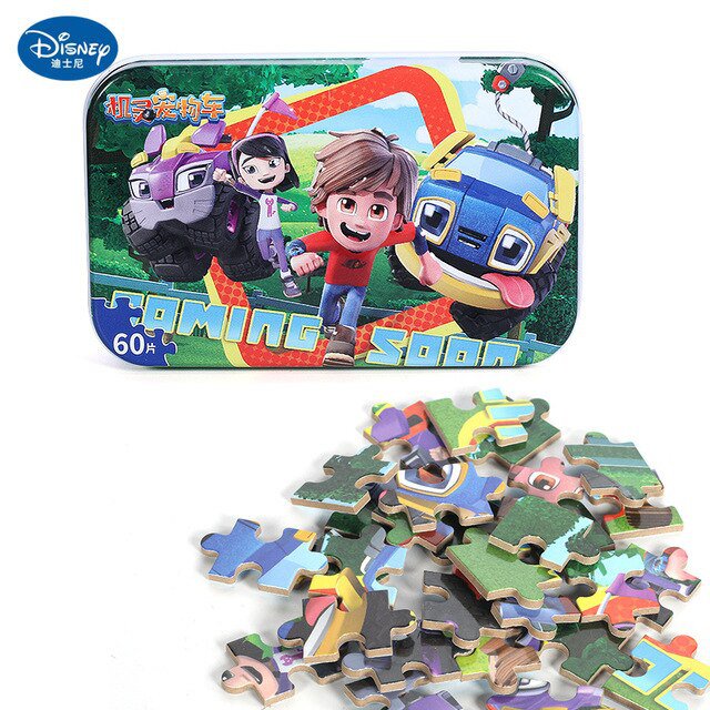 Disney 60 PcsPrincess Frozen 2 Toy Wooden Box Puzzle Early Education