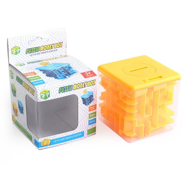3D Cube Puzzle Money Maze Bank Saving Coin Collection Case Box Fun Brain Game UK 