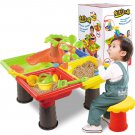 Kids Sand Pit Set Beach Sandpit Table Water Outdoor Garden Play Spade Tool Toy green