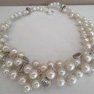 Pearl statement necklace,Crochet wire necklace, Bridal pearl jewelry, Elegant , Statement