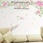 Vinyl Art Pink Rose Flower Swirl Butterfly Wall Sticker Living Room Decoration