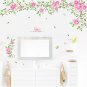 Vinyl Art Pink Rose Flower Swirl Butterfly Wall Sticker Living Room Decoration