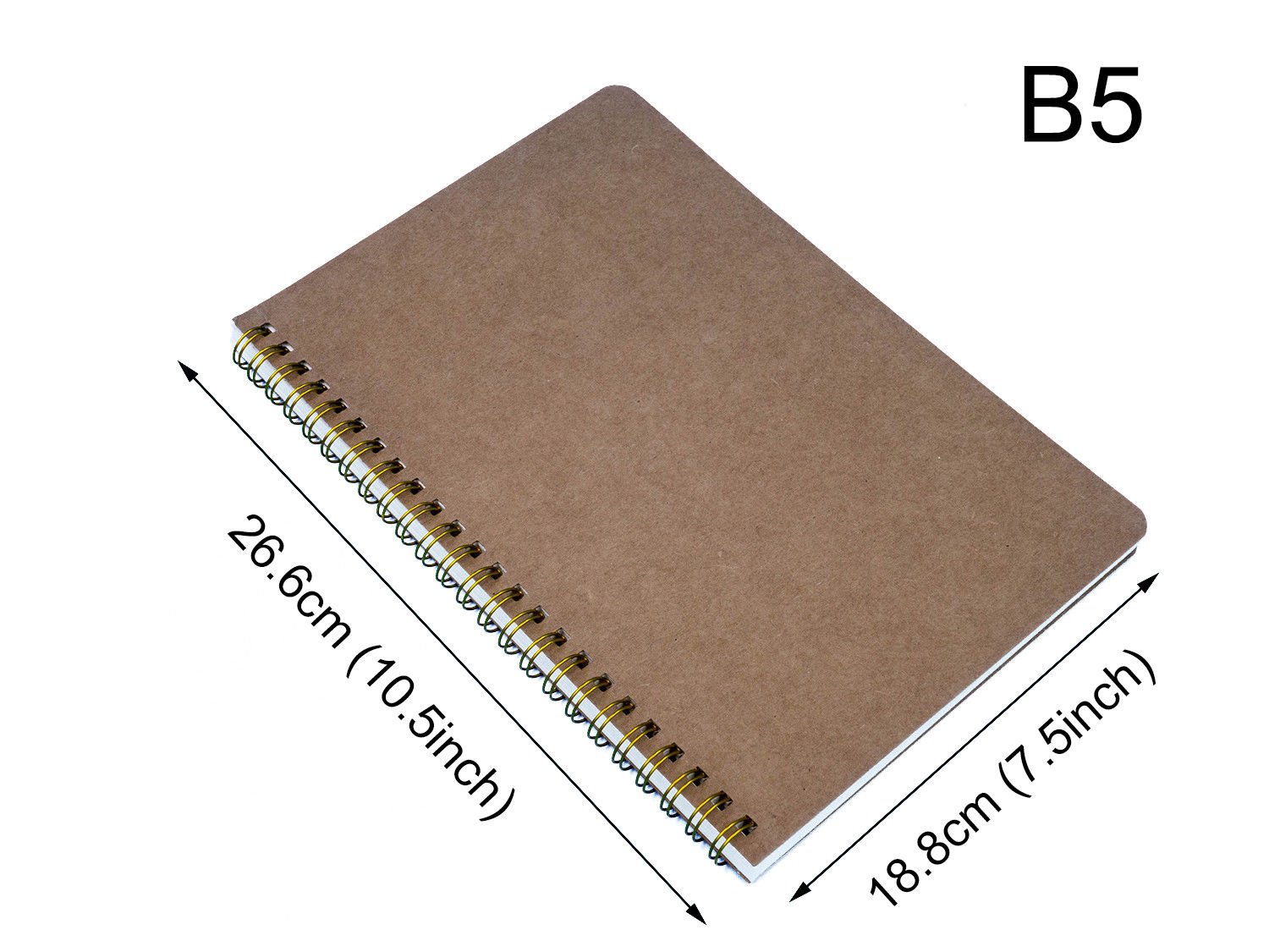 Big Dotted Notebook B5 Spiral Dot Grid Paper Notebook Tan Cover 7.5"X10.5"