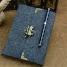 Vintage Journal to Write in - Retro Lock Gray Leather Cover Refillable A5 Paper