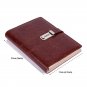 Red Retro Journal with Combination Password Lock Lined Paper Leather Cover A5