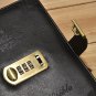Vintage Embossed Leather Writing Journal with Combination Lock Ruled Diary-Brown