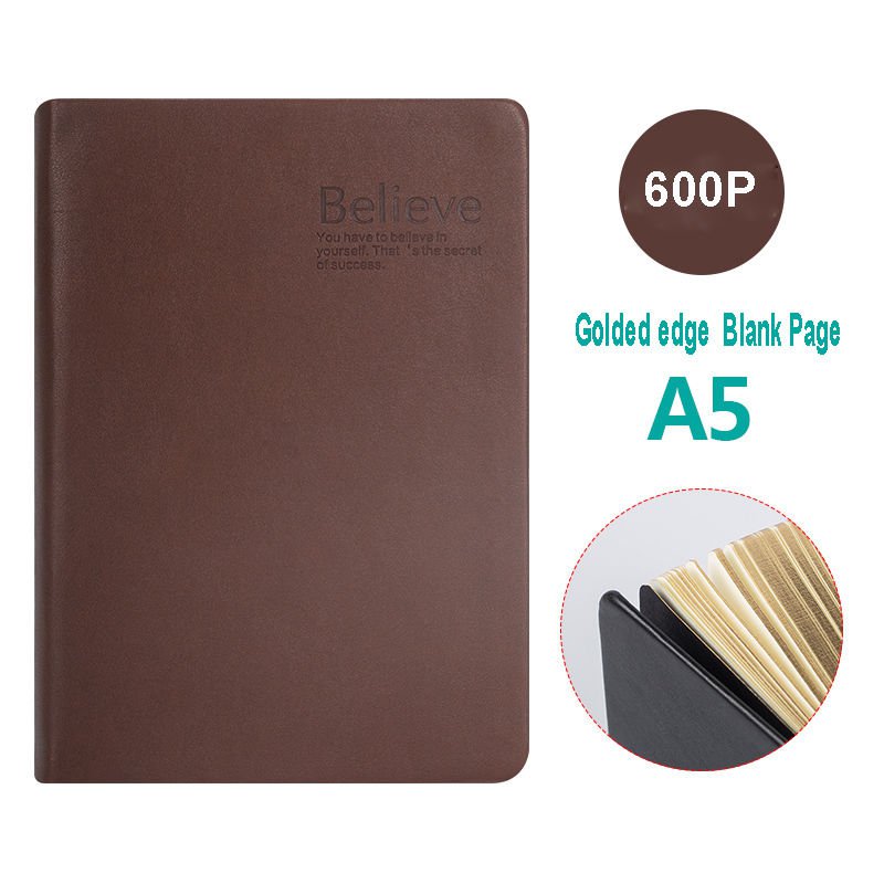 A5 Classic Leather Journal Blank Page Paper Diary Writing Notebook 600 Pages