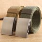 Fine Canvas Men's Belt for Jeans Solid Metal Buckle Diamond Pattern Nylon Woven