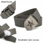 Mens outdoor Tactical Canvas Webbing Blet with Star Metal Buckle 47.2 inch Long