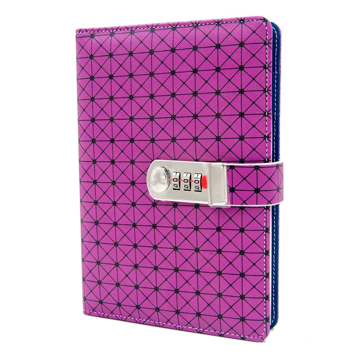 Password Lock Diary Notebook Medium A5 Leather Cover, Lined Page Journal, Purple