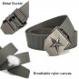 Mens outdoor Tactical Canvas Webbing Belt with Star Metal Buckle 47.2 inch Long
