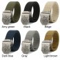 Mens outdoor Tactical Canvas Webbing Belt with Star Metal Buckle 47.2 inch Long