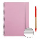 Pink Spiral Bound Notebook with Pen PP Hardcover Banded A5 College Ruled Book