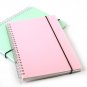 Pink Spiral Bound Notebook with Pen PP Hardcover Banded A5 College Ruled Book