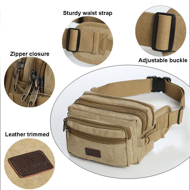 Vintage Canvas Fanny Pack Waist Belly Bag Hip Tool Pouch for All ...