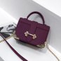 Women's Faux Leather Satchel Single Shoulder Small Purse with Golden Metal Trim