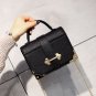Women's Faux Leather Satchel Single Shoulder Small Purse with Golden Metal Trim