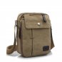 Brown Canvas Vintage Mens Messenger Bag for College, Zipper Pockets, Small Size