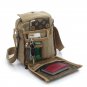 Brown Canvas Vintage Mens Messenger Bag for College, Zipper Pockets, Small Size
