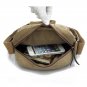 Brown Canvas Vintage Mens Messenger Bag for College, Zipper Pockets, Small Size
